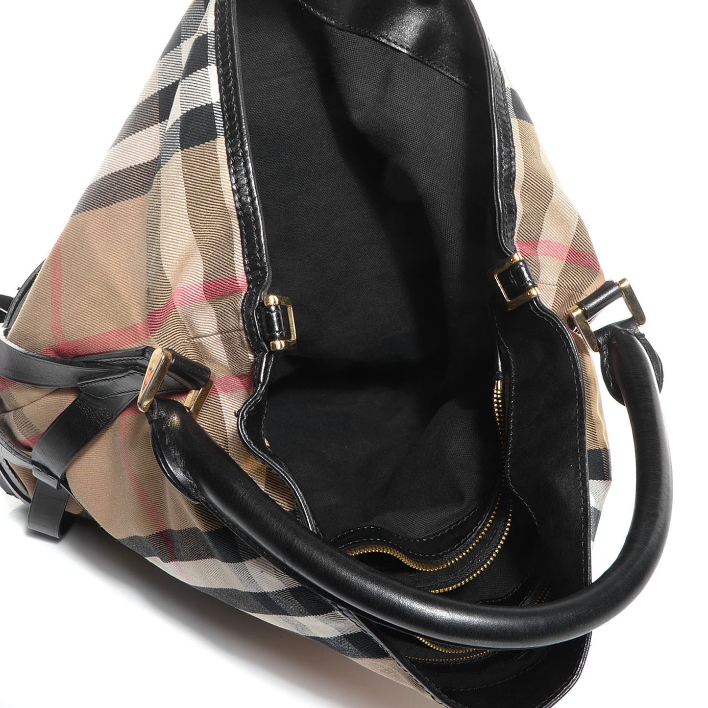 House Check Bridle Calfskin Medium Gosford Hobo Black