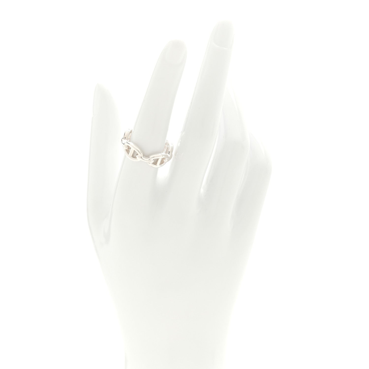 Hermes Sterling Silver PM Chaine d'Ancre Enchainee Band Ring 55 7.25 2 of 6