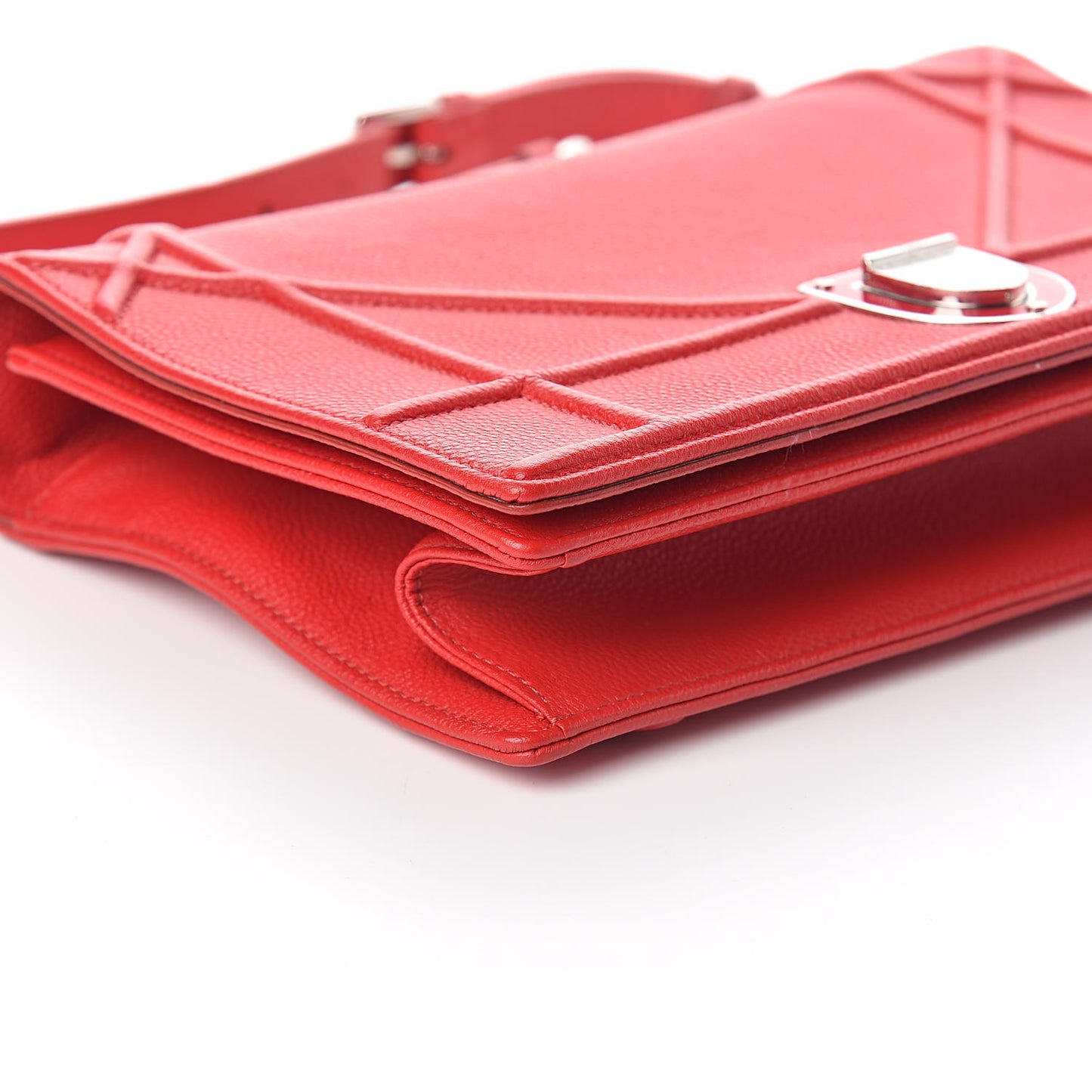 Grained Calfskin Medium Diorama Flap Bag Red