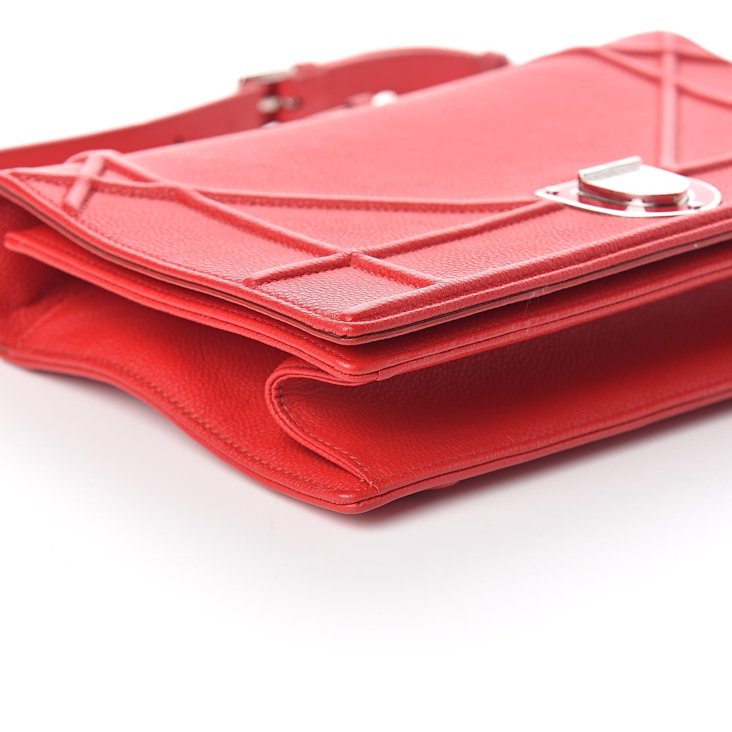 Christian Dior Grained Calfskin Medium Diorama Flap Bag Red 8 of 9