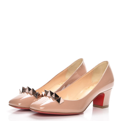 Christian Louboutin Patent Pyramidam 45 Pumps 35 Nude 3 of 7