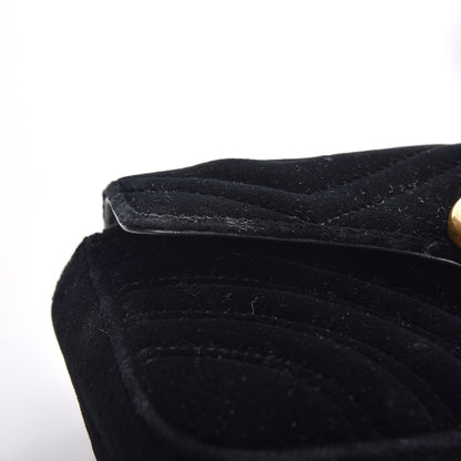 Gucci Velvet Matelasse Mini GG Marmont Shoulder Bag Black 7 of 15