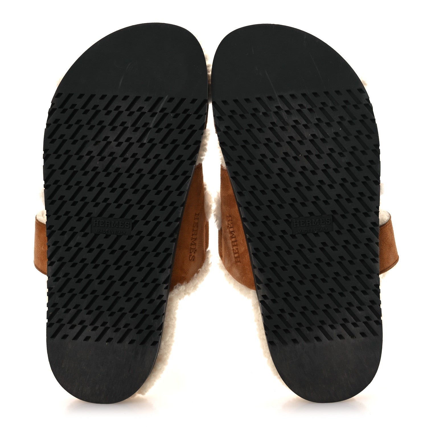Hermes Suede Goatskin Woolskin Womens Chypre Sandals 37.5 Naturel Ecru 6 of 10