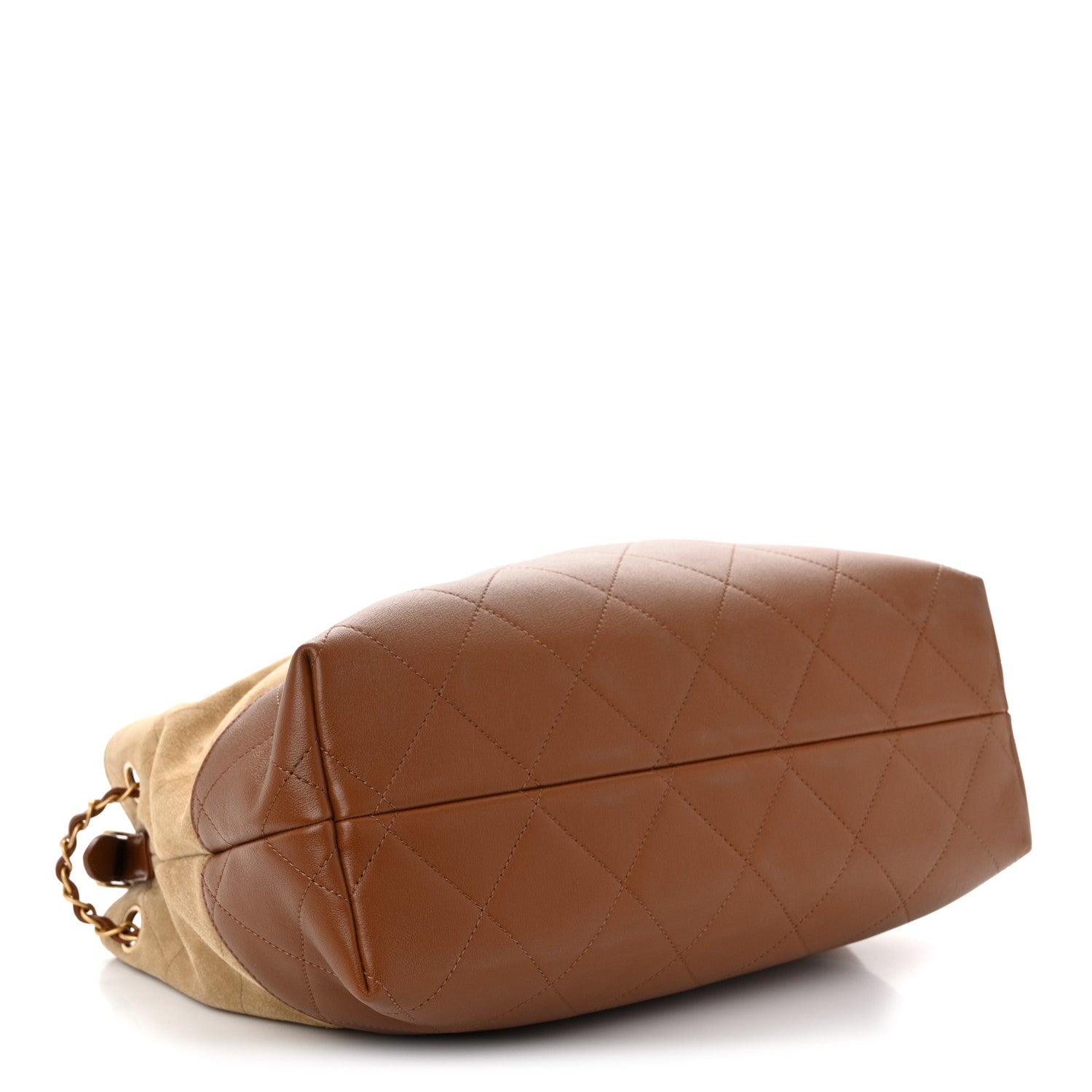 Chanel Suede Calfskin Shiny Lambskin Quilted Small Coco Base Shopping Bag Beige Camel 4 of 10
