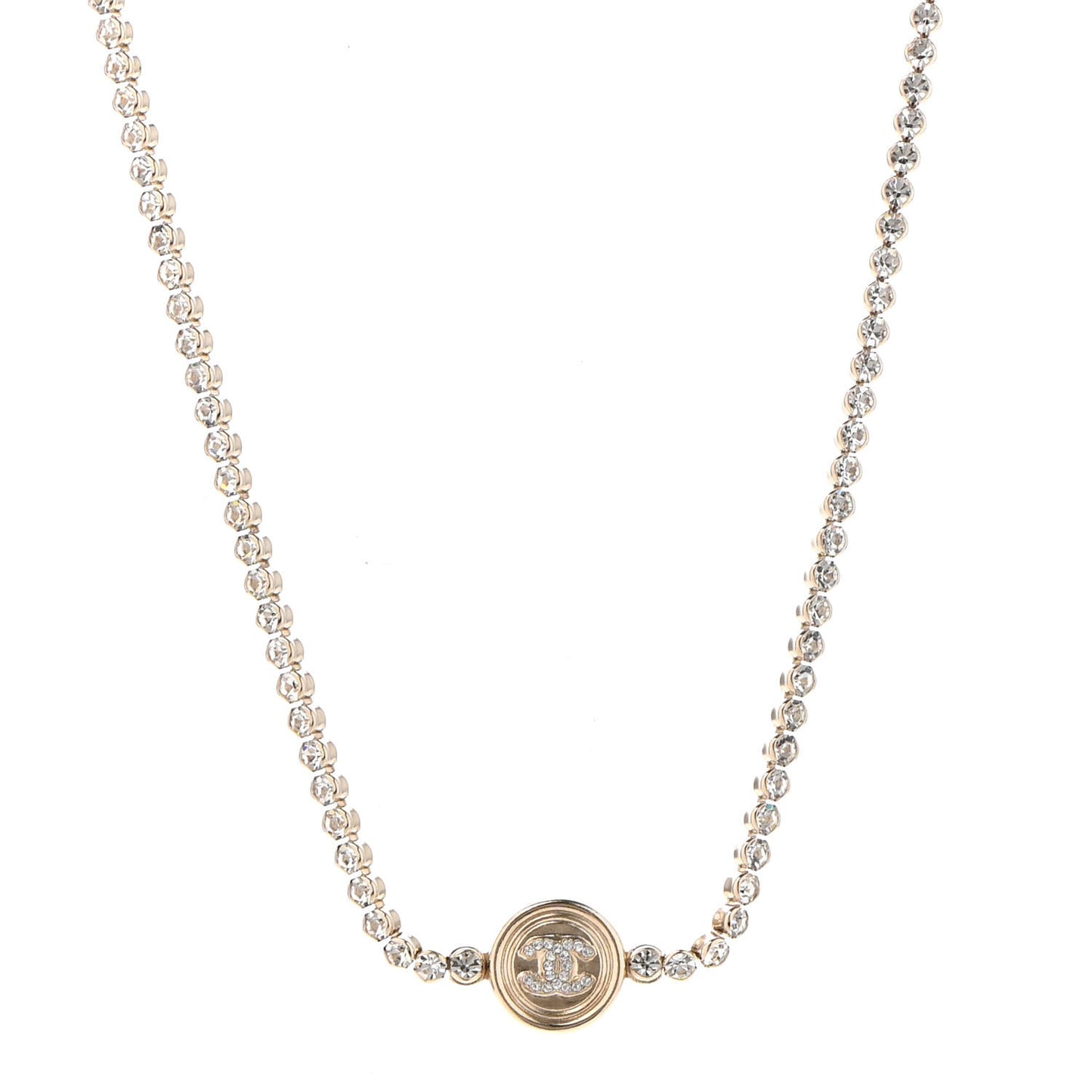 Crystal CC Chain Short Necklace Gold