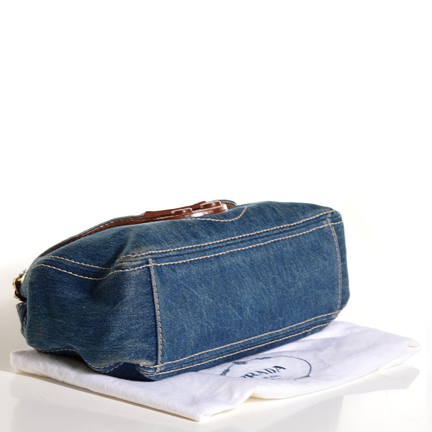 Prada Denim Shoulder Bag Avio 14 of 20