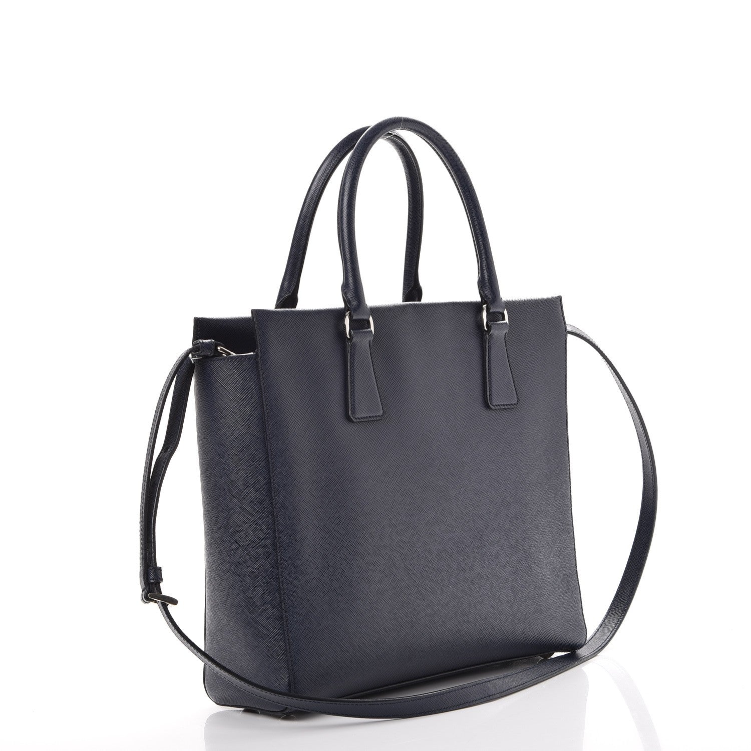 Prada Saffiano Lux Double Handle Shopping Tote Baltico 3 of 9