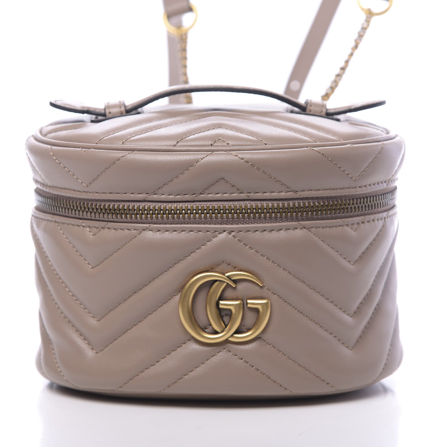 Gucci Calfskin Matelasse Mini GG Marmont Round Backpack Porcelain Rose 9 of 9
