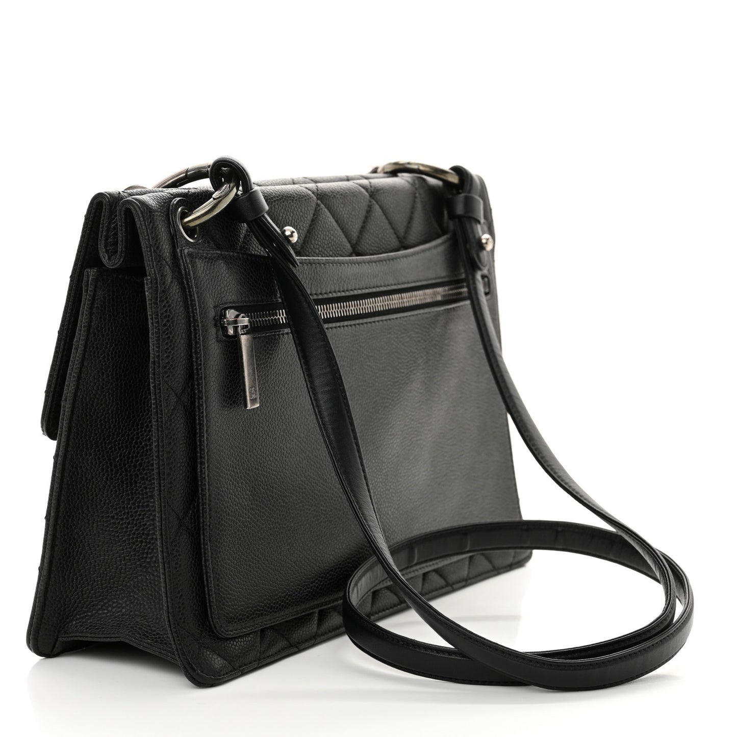 Caviar Quilted Large Retro Class Flap Black