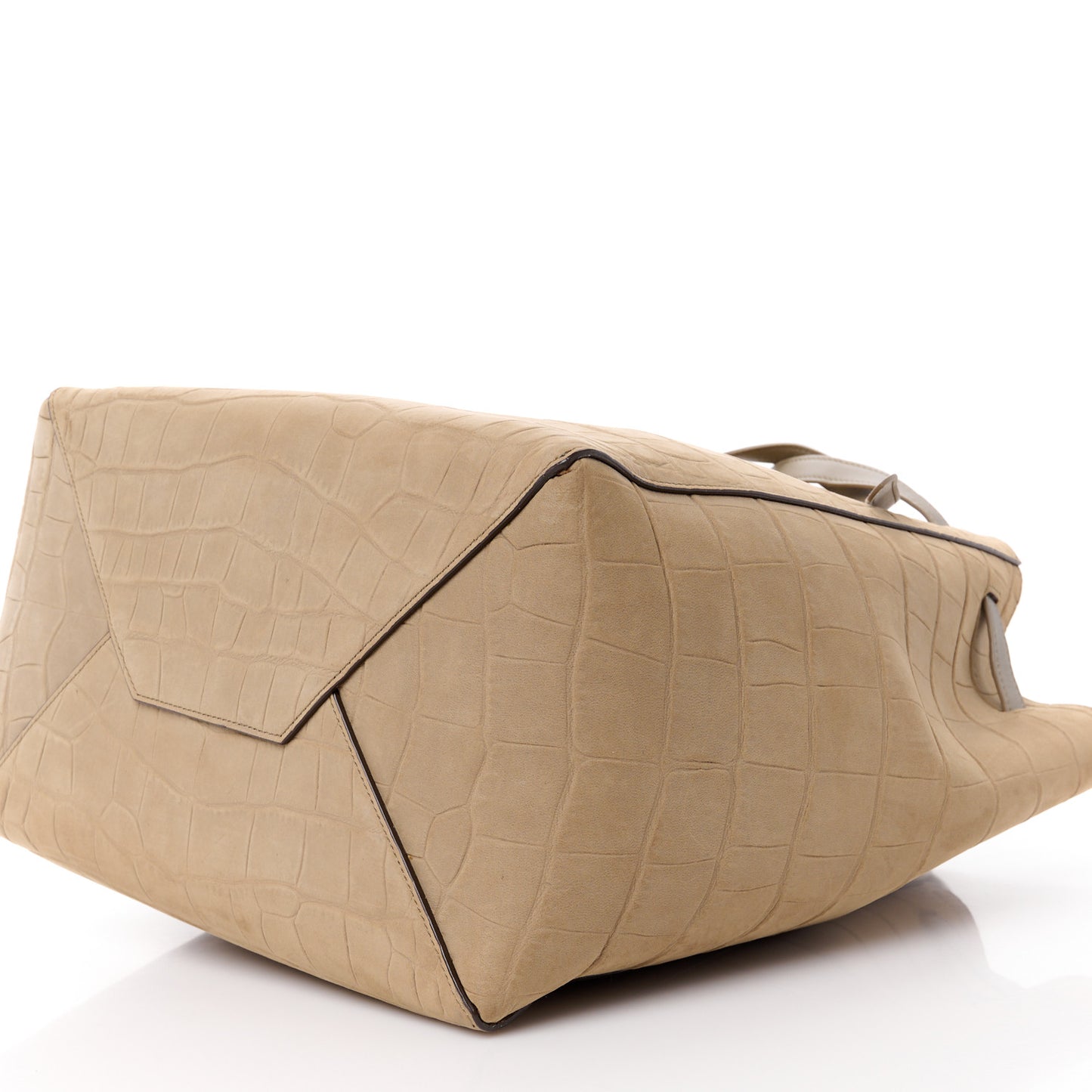 Crocodile Embossed Nubuck Small Belt Cabas Phantom Beige