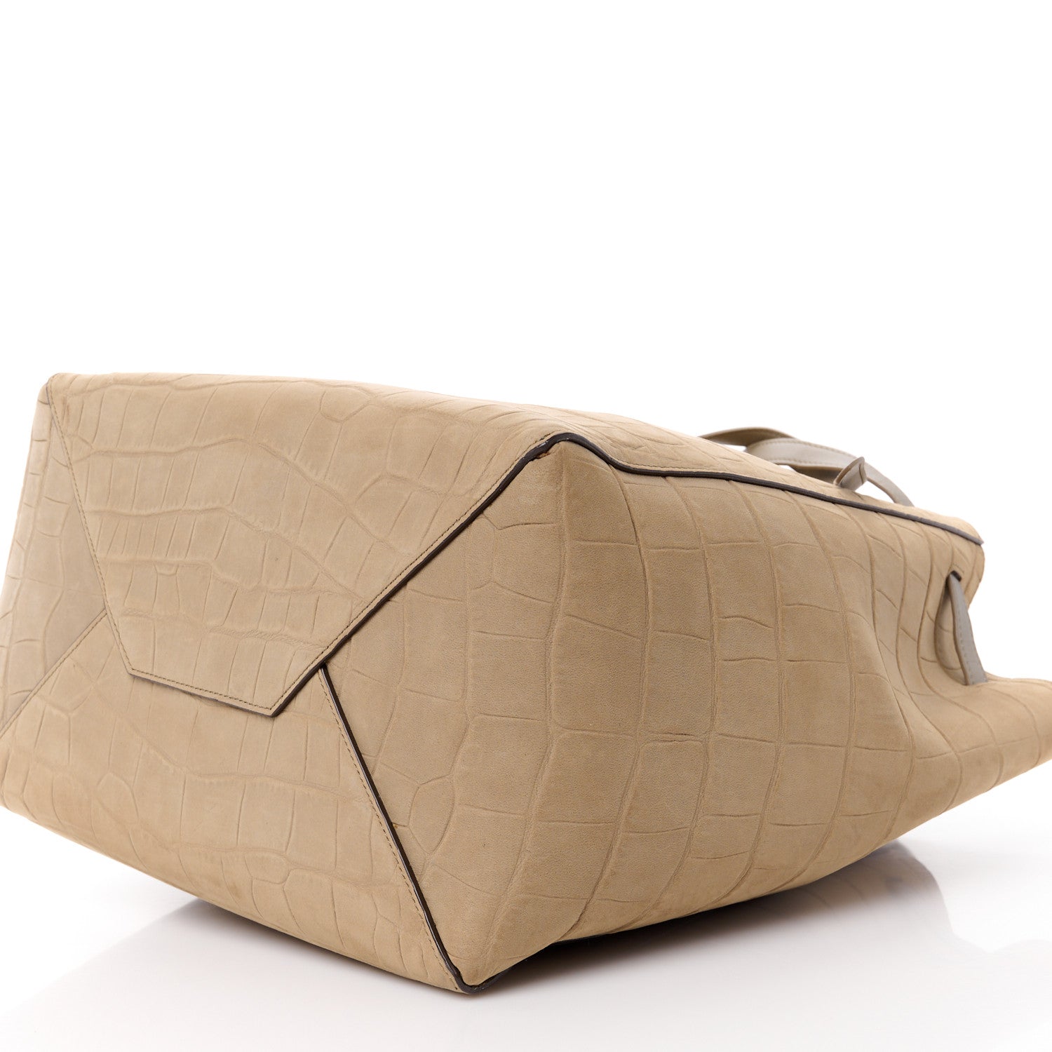 Celine Crocodile Embossed Nubuck Small Belt Cabas Phantom Beige 11 of 12