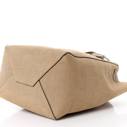 Celine Crocodile Embossed Nubuck Small Belt Cabas Phantom Beige 11 of 12