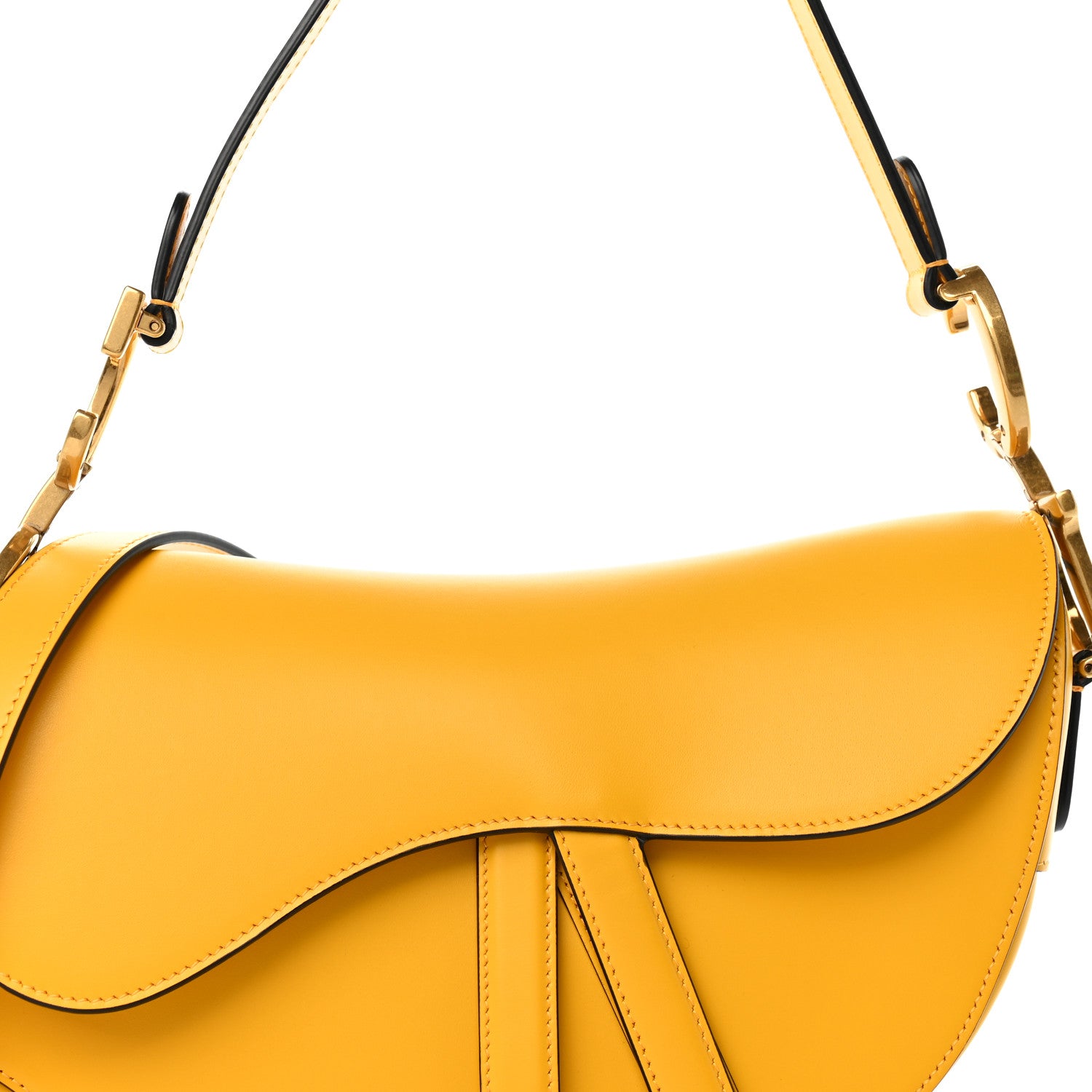 Christian Dior Calfskin Calfskin Saddle Bag With Strap Yellow 8 of 11