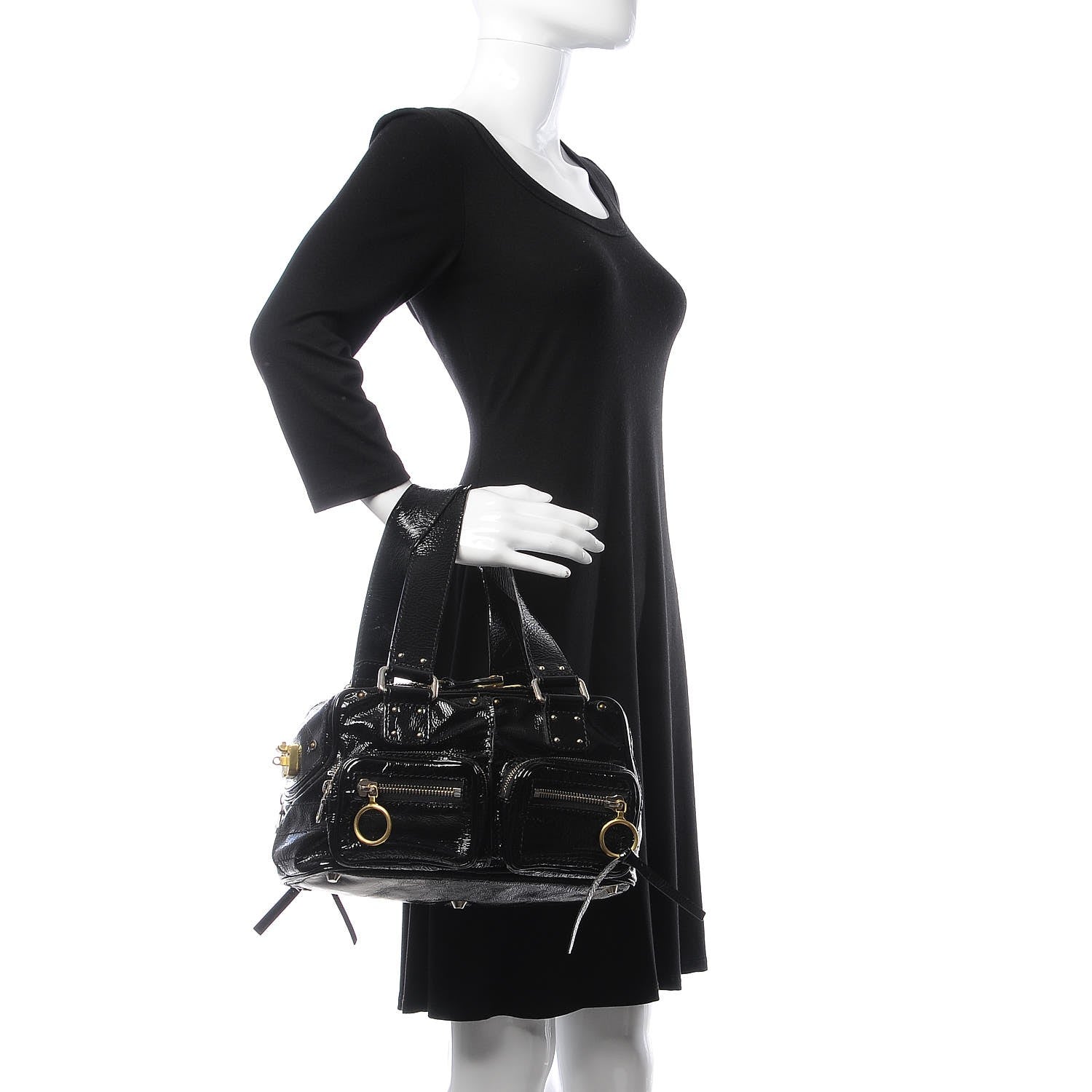 Chloe Crinkled Patent Betty Shoulder Bag Black 2 of 9