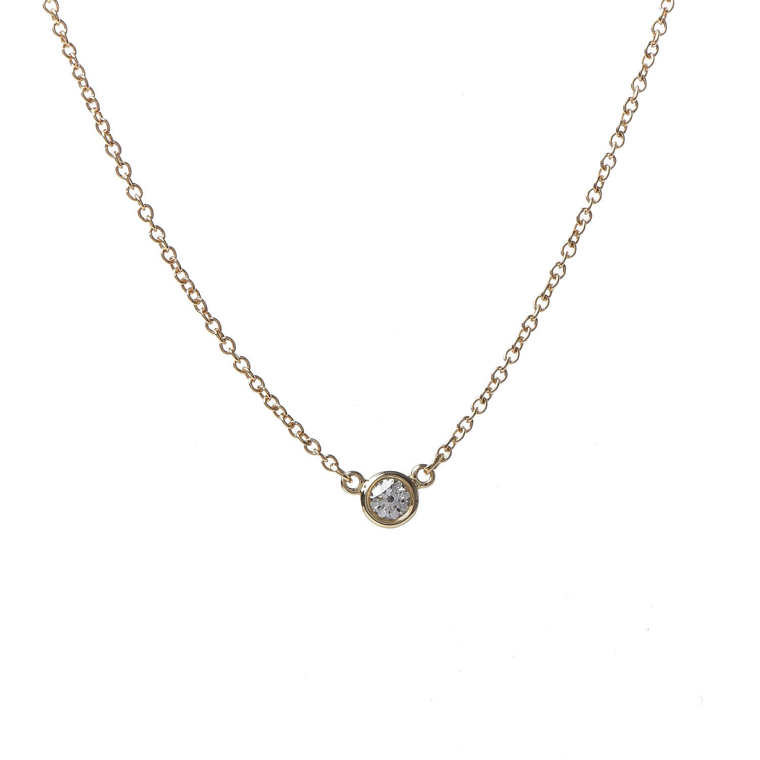 Tiffany 18K Yellow Gold Diamond .09ct Elsa Peretti Diamonds by the Yard Pendant Necklace 4 of 7