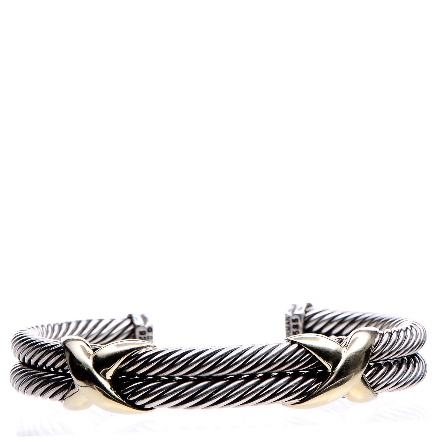 Sterling Silver 14K Yellow Gold 10mm Double X Bracelet