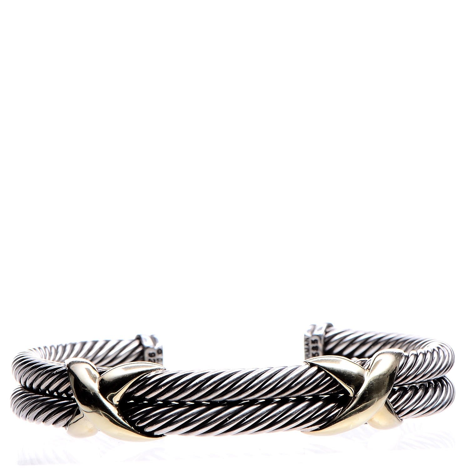 David Yurman Sterling Silver 14K Yellow Gold 10mm Double X Bracelet 1 of 6