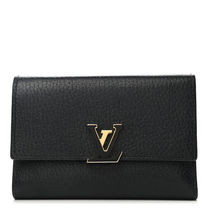 Louis Vuitton Taurillon Capucines Compact Wallet Black 1 of 8