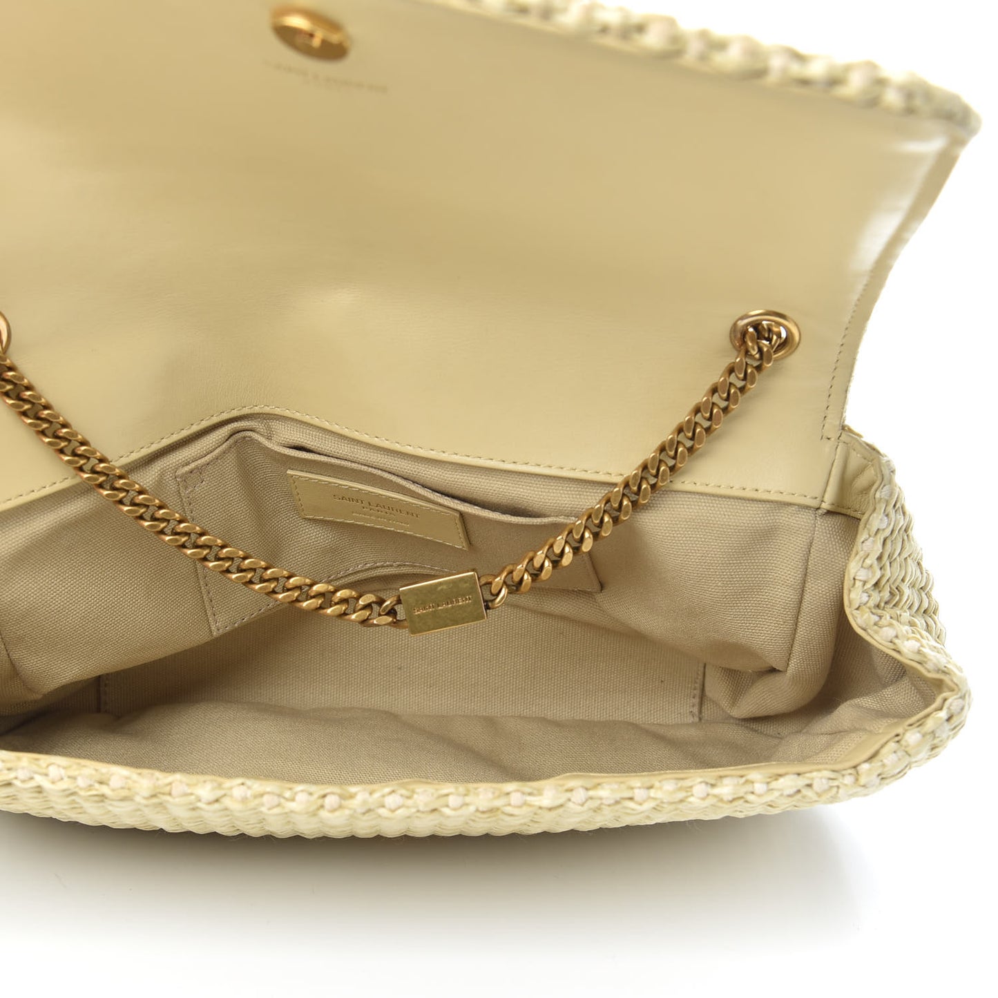Raffia Medium Monogram Kate Satchel Naturale