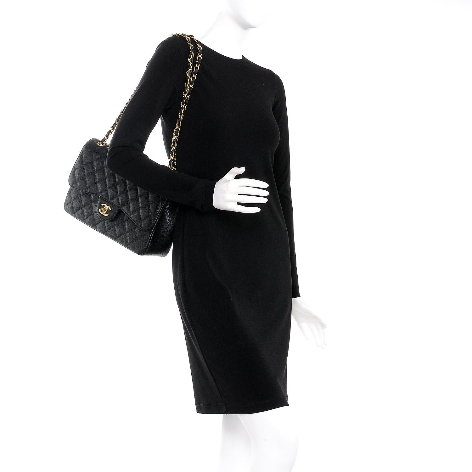 Chanel Caviar Quilted Jumbo Double Flap Black 3 of 9