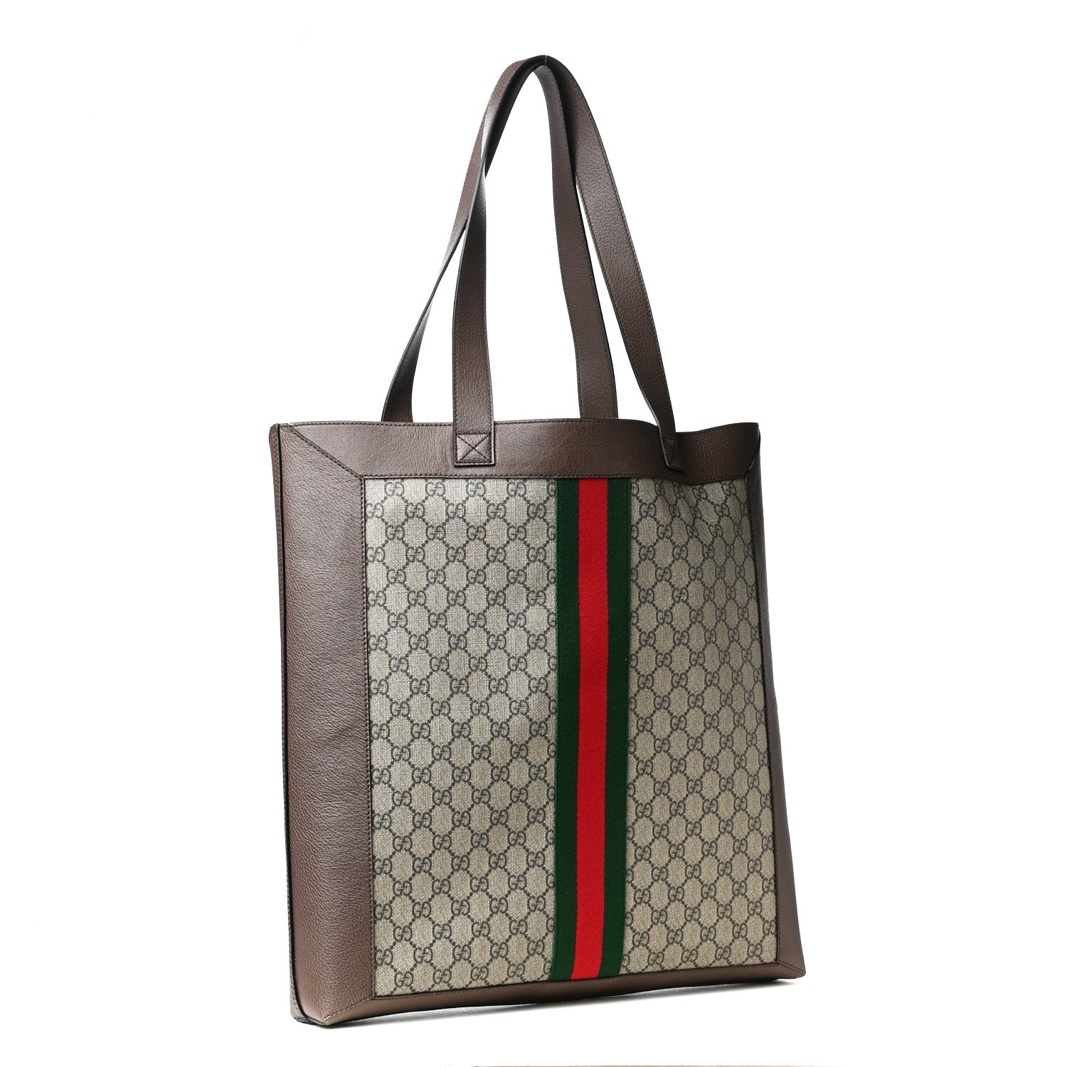 Gucci GG Supreme Monogram Web Large Ophidia Vertical Shopping Tote Brown 3 of 5