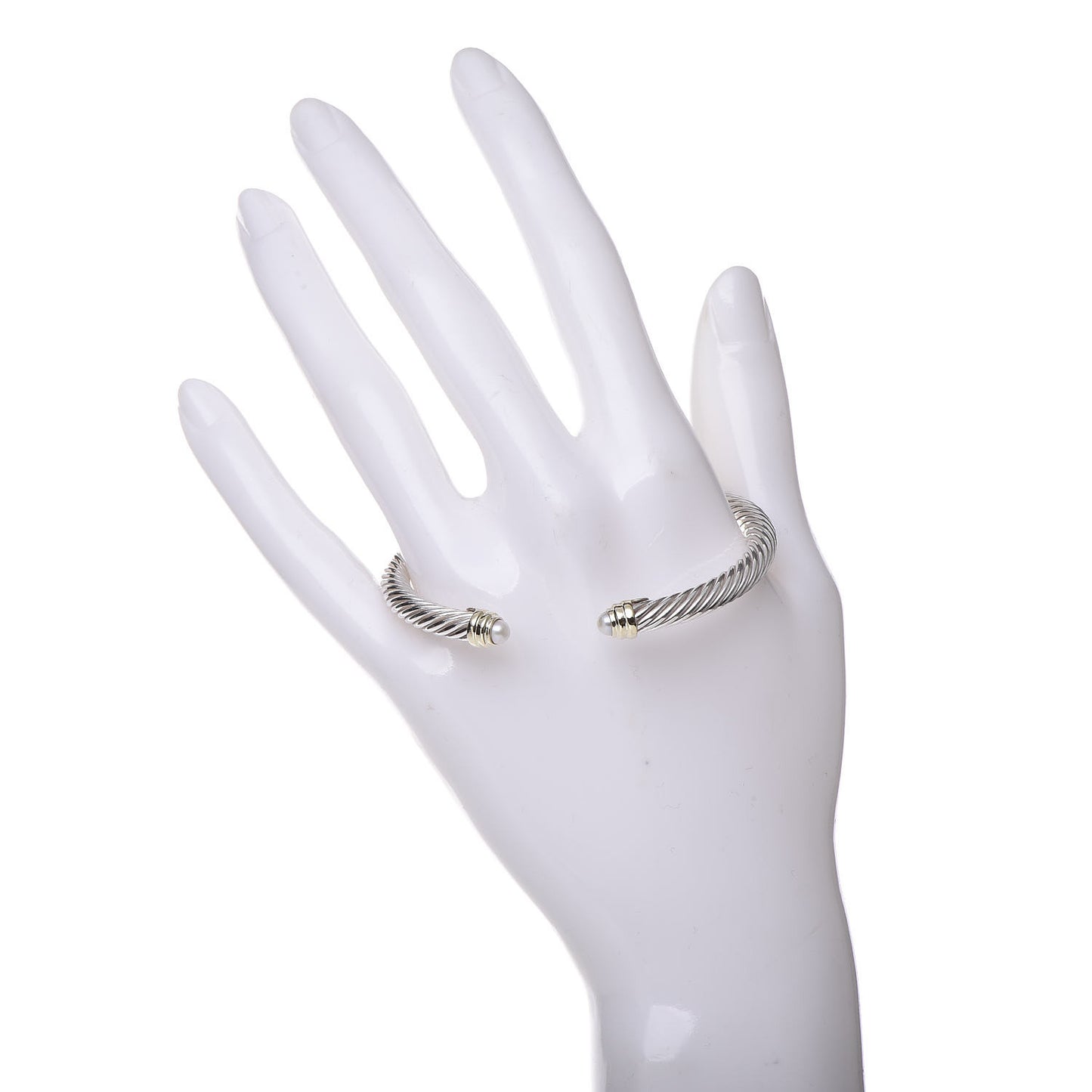 Sterling Silver 14K Yellow Gold Pearl 5mm Cable Classics Petite Color Bracelet