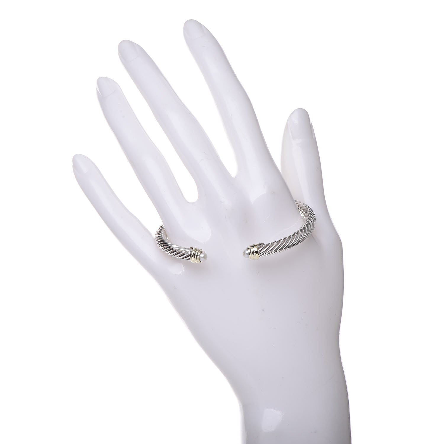 David Yurman Sterling Silver 14K Yellow Gold Pearl 5mm Cable Classics Petite Color Bracelet 2 of 5