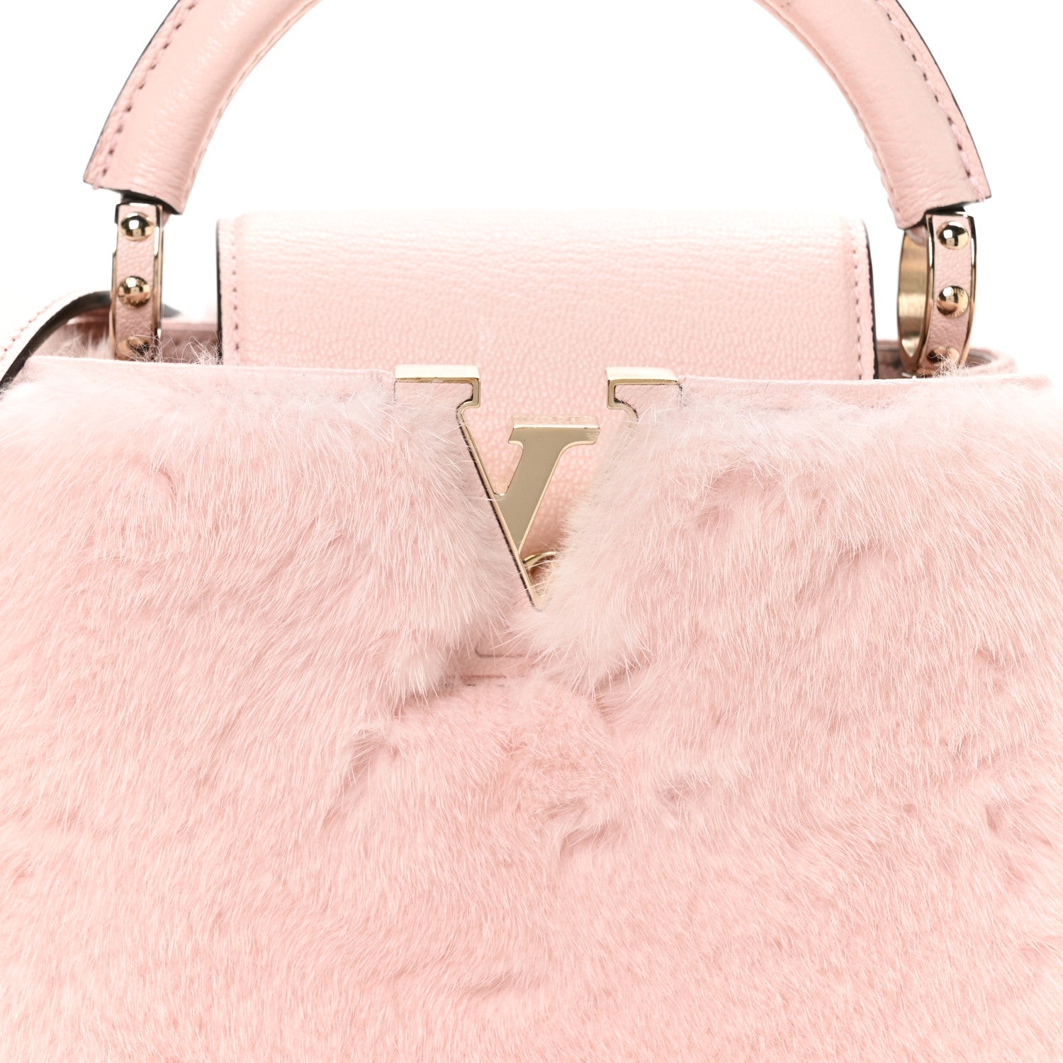 Louis Vuitton Mink Calfskin Goatskin Capucines Mini Rosewater Pink 7 of 12