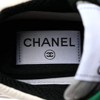 Chanel Mesh Suede Calfskin Womens CC Sneakers 36 White Green Grey 6 of 8