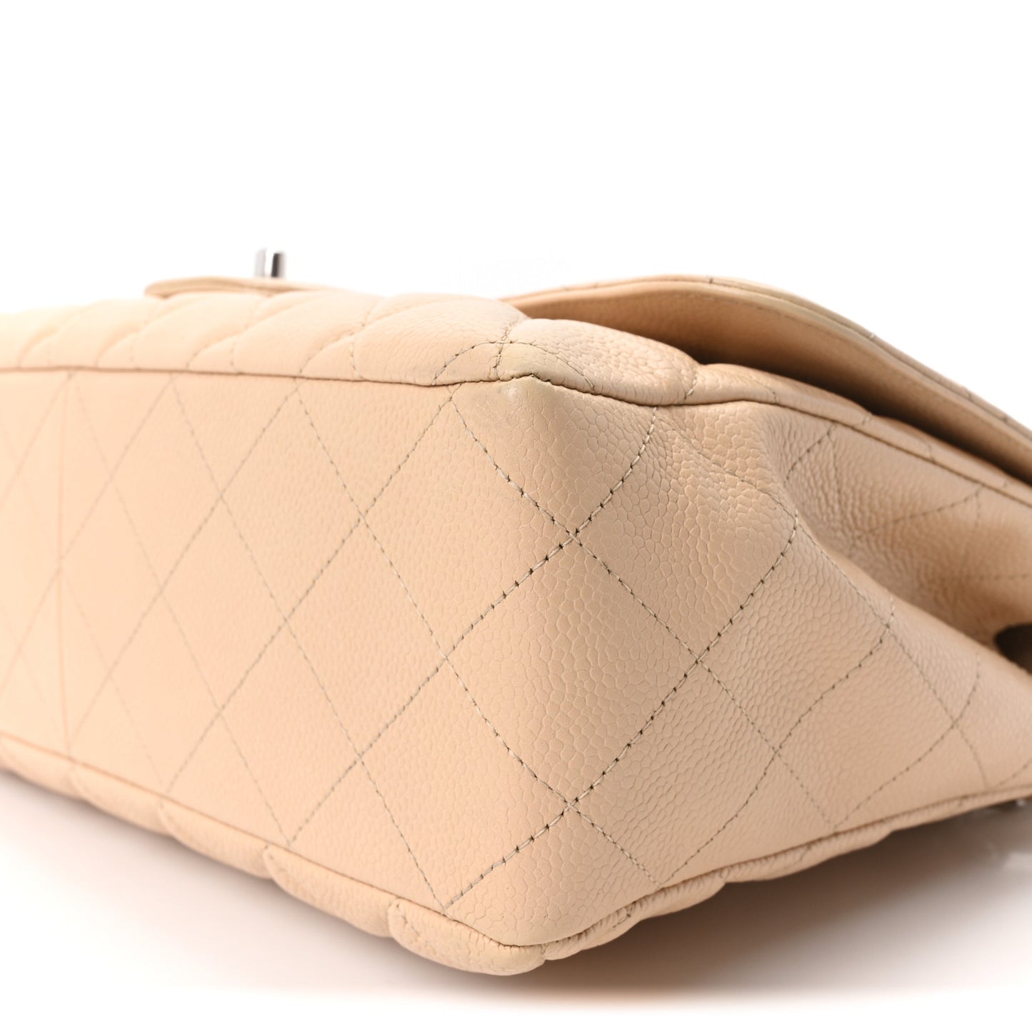 Caviar Quilted Jumbo Single Flap Beige Clair