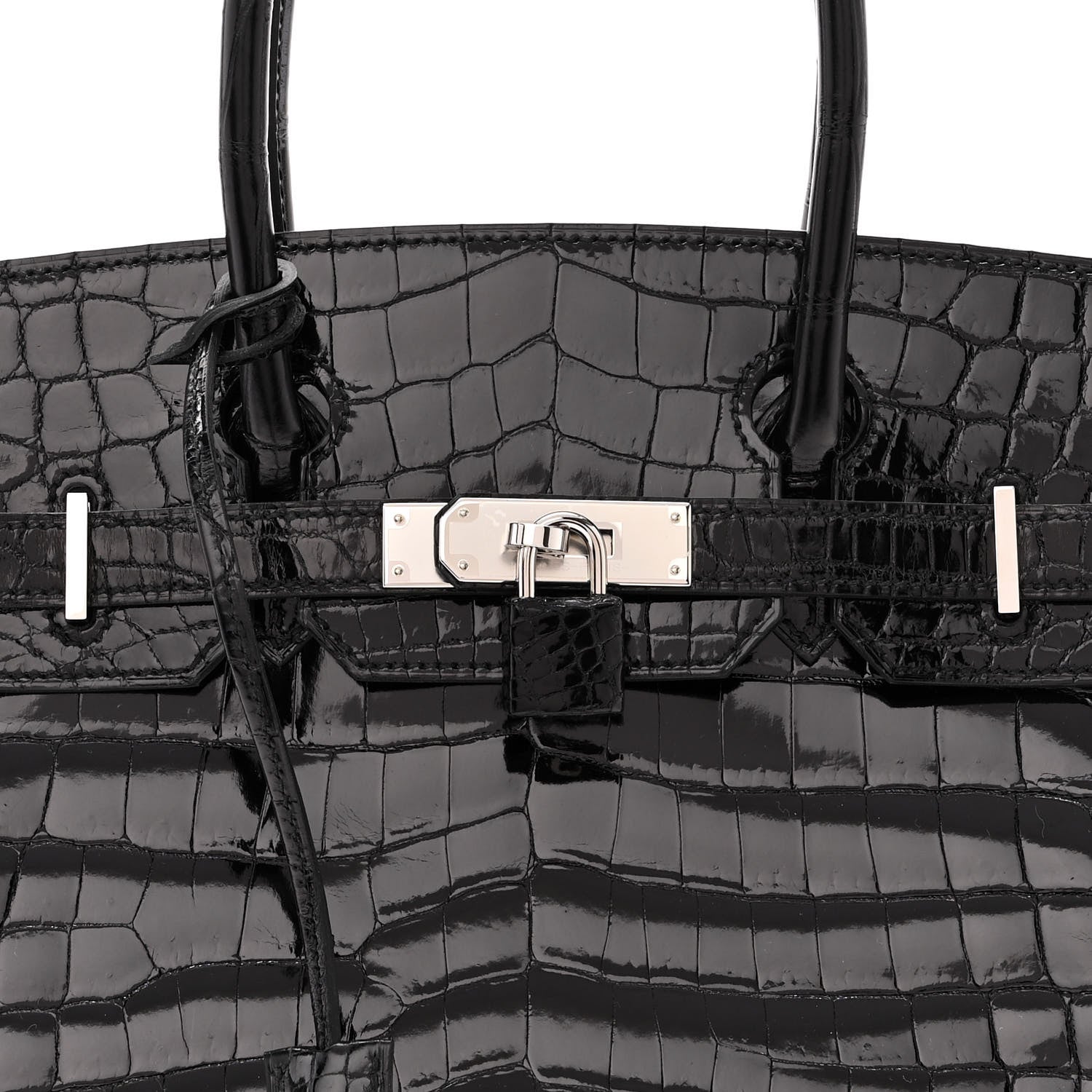 Hermes Shiny Niloticus Crocodile Birkin 30 Black 8 of 13