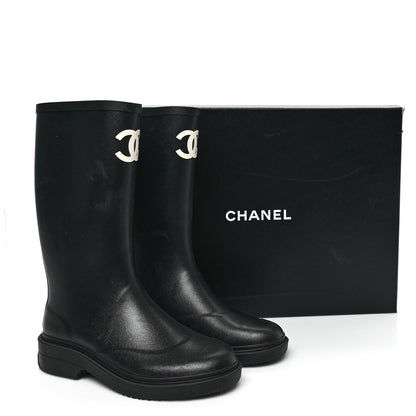 Chanel Caoutchouk CC High Boots 38 Black 11 of 11