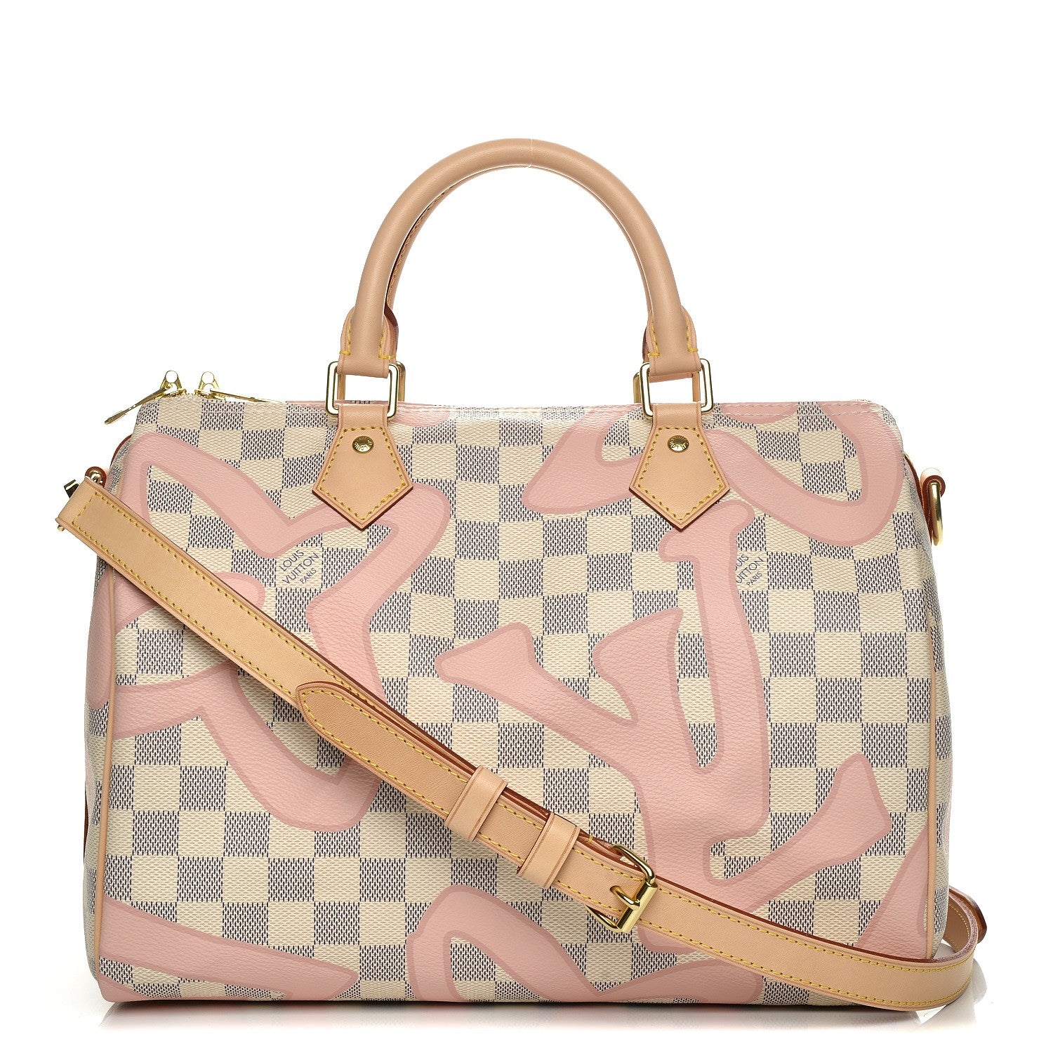 Louis Vuitton Damier Azur Tahitienne Speedy Bandouliere 30 Rose Ballerine 1 of 8