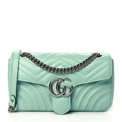 Gucci Calfskin Matelasse Small GG Marmont Shoulder Bag Water Green 1 of 11