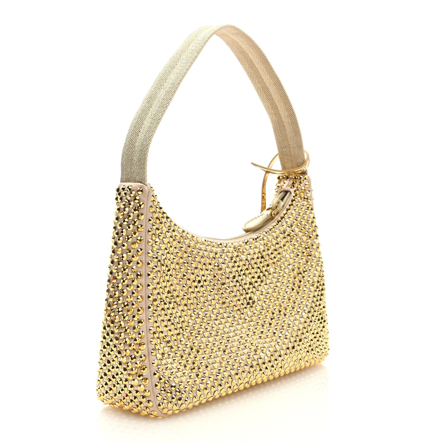 Satin Crystal Mini Re-Edition 2000 Bag Platino
