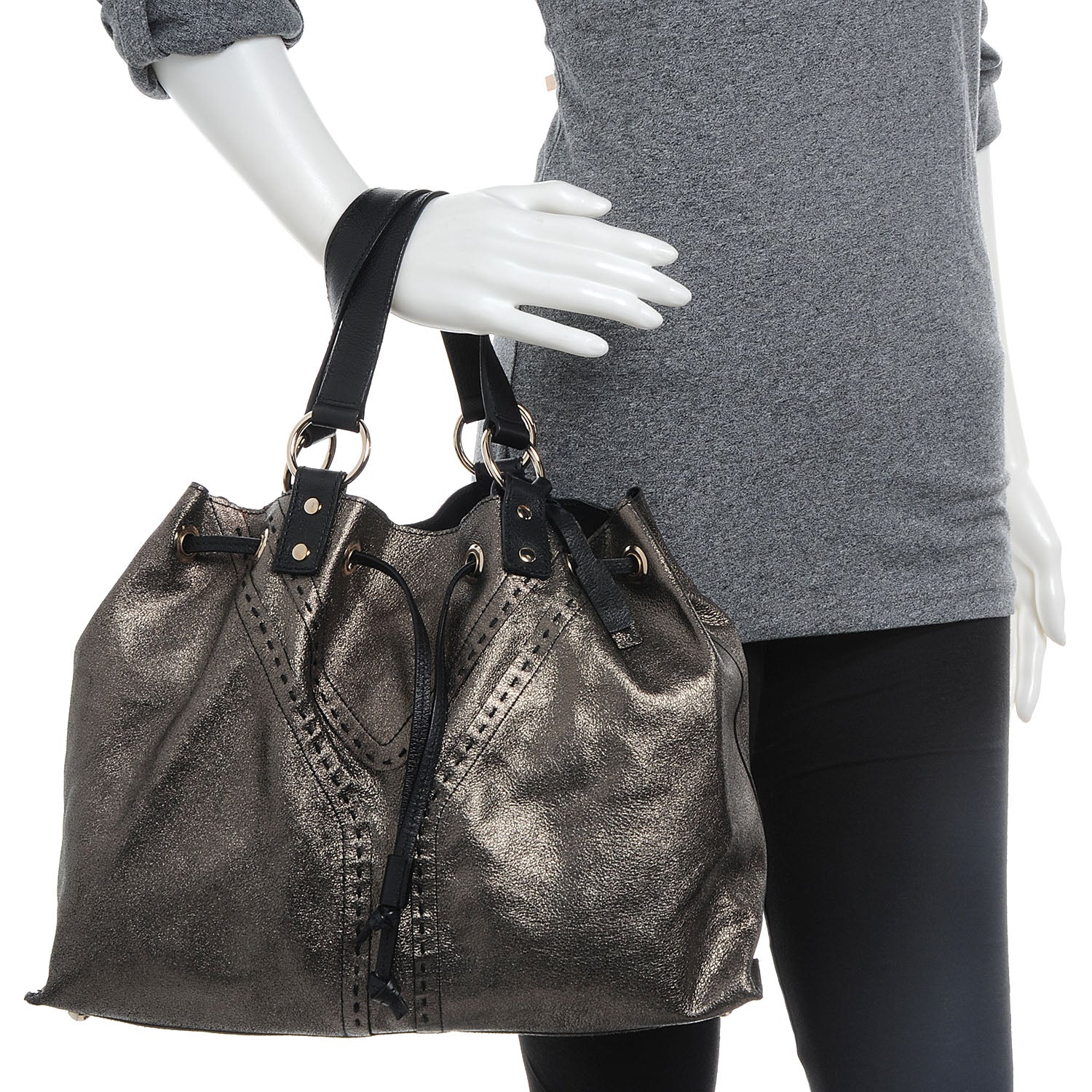 Saint Laurent Leather Reversible Double Sac Y Tote Black Bronze 2 of 25
