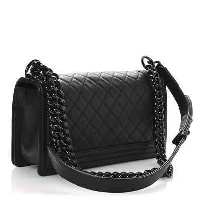 Chanel Calfskin Quilted Medium Boy Flap So Black 3 of 11