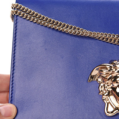 Versace Lambskin Palazzo Chain Evening Bag Blue 11 of 12