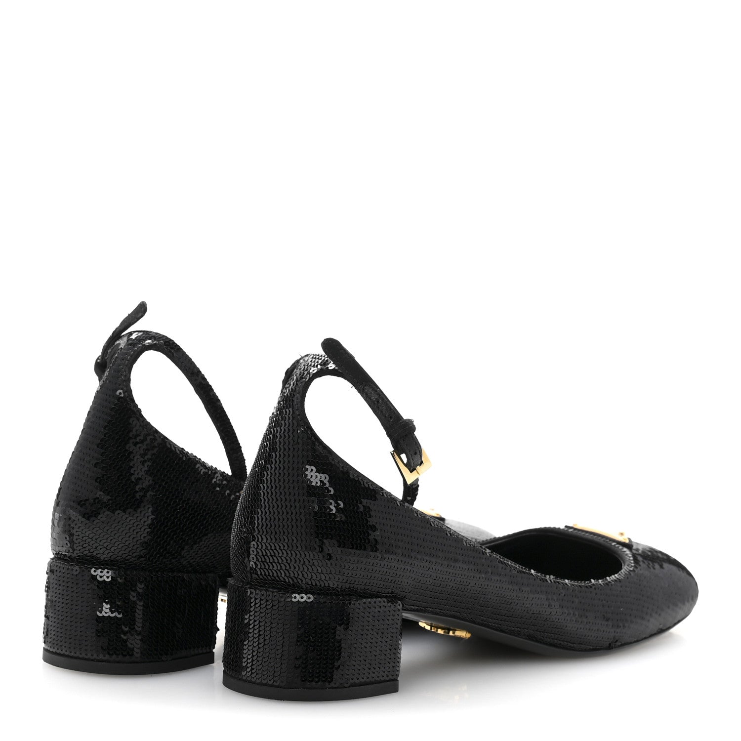 Prada Sequin Triangle Pumps 37.5 Black 5 of 11