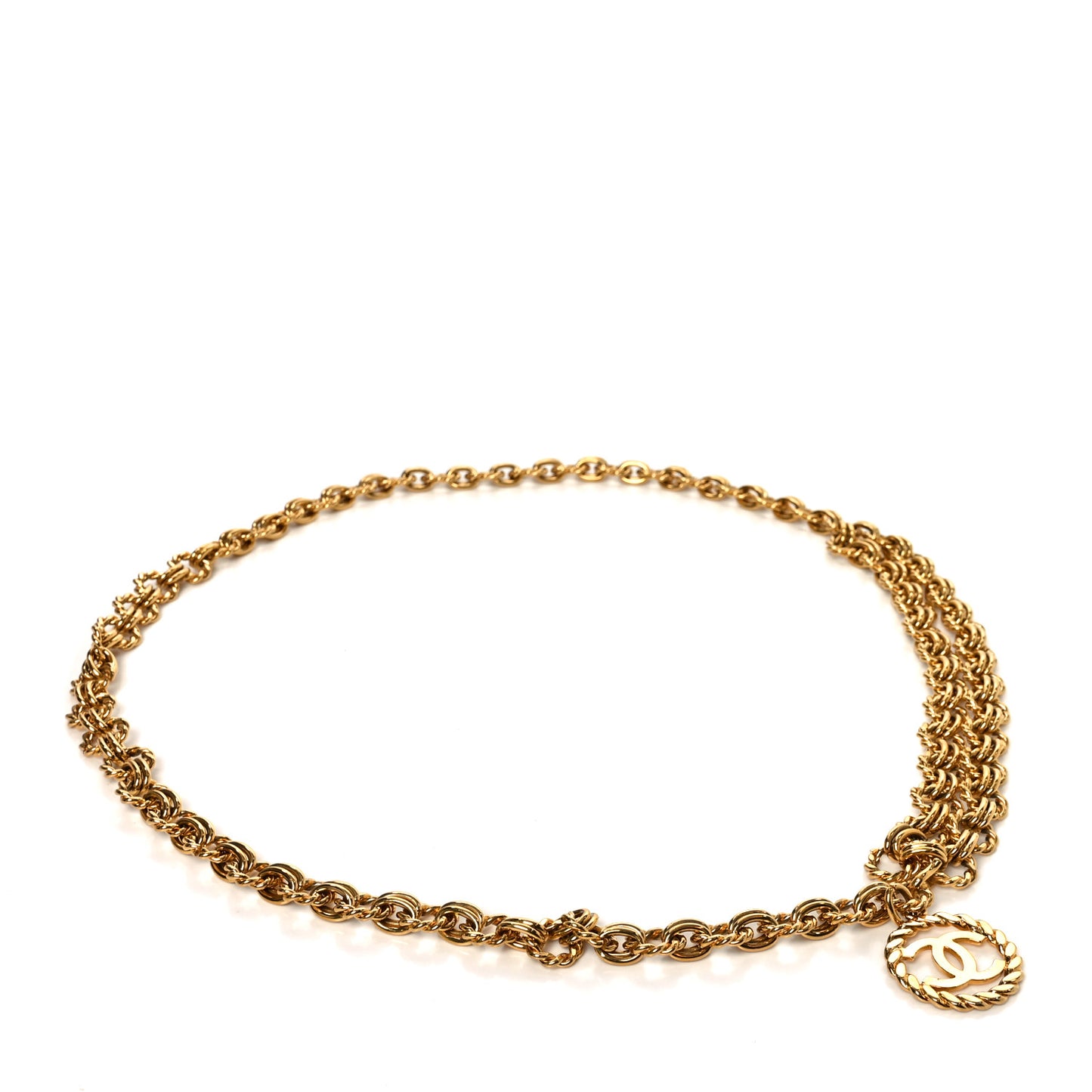 Metal Chain CC Medallion Belt Gold