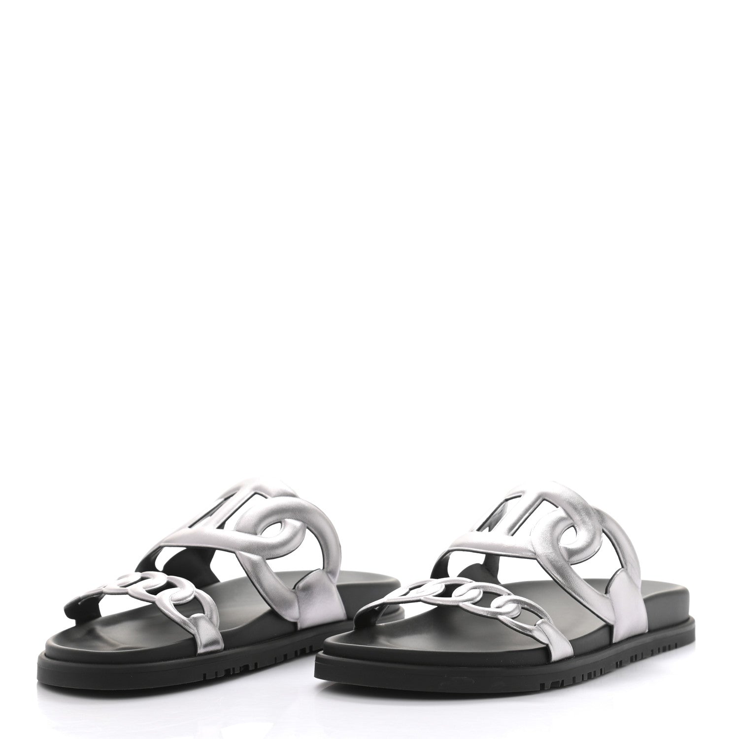 Hermes Nappa Extra Sandals 39.5 Gris Argent 3 of 11