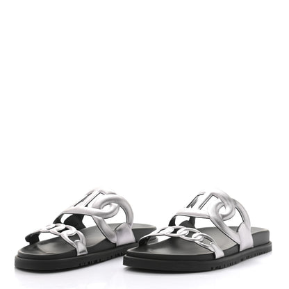 Hermes Nappa Extra Sandals 39.5 Gris Argent 3 of 11