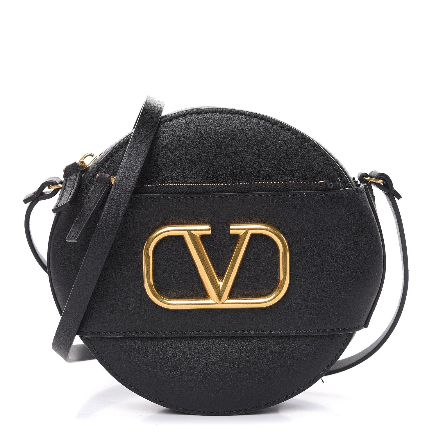 Valentino Garavani Calfskin VLogo Round Crossbody Bag Black 1 of 10