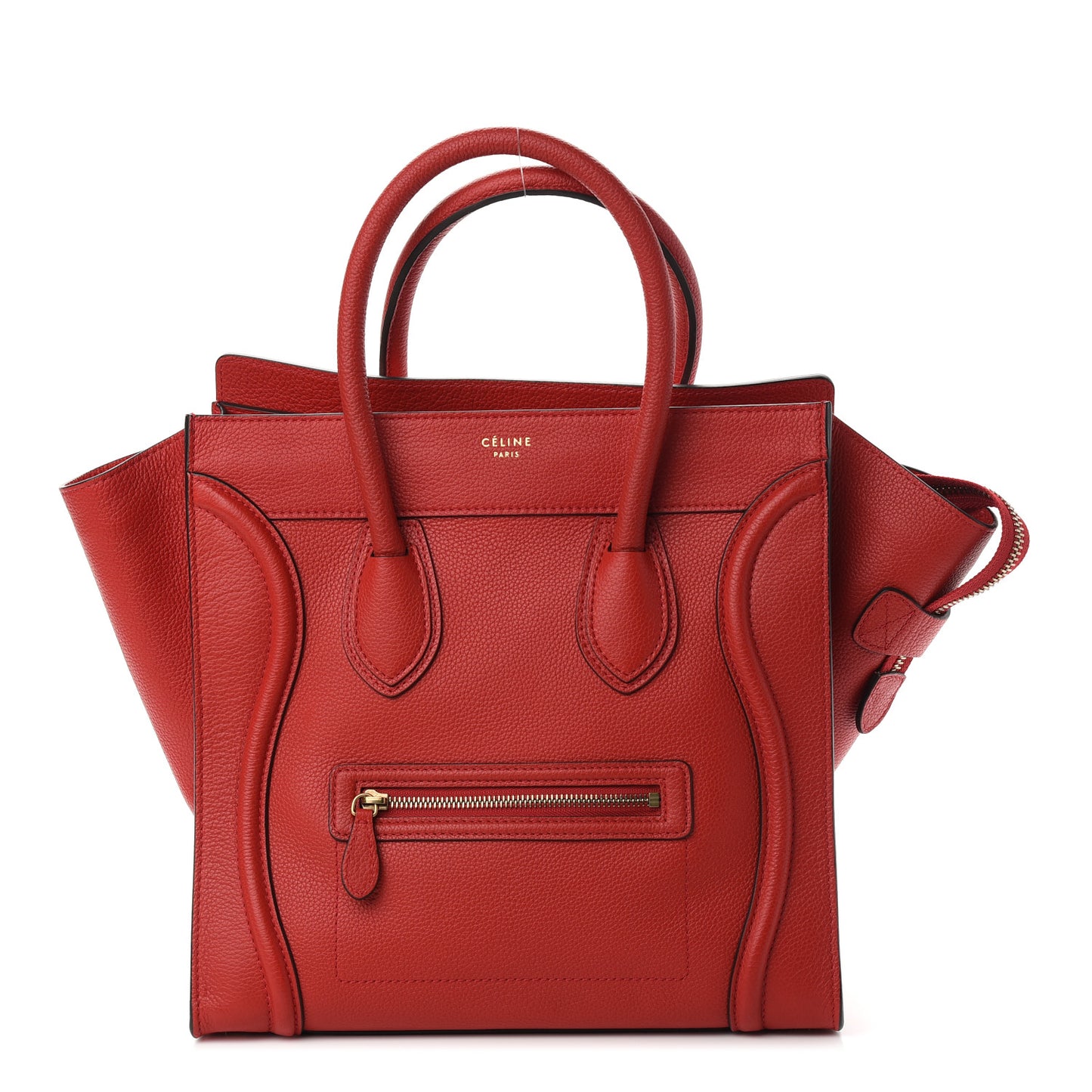 Drummed Calfskin Mini Luggage Red