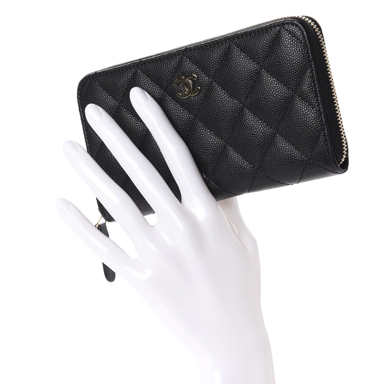 Chanel Caviar Quilted Small Zip Around Wallet Black 2 of 9