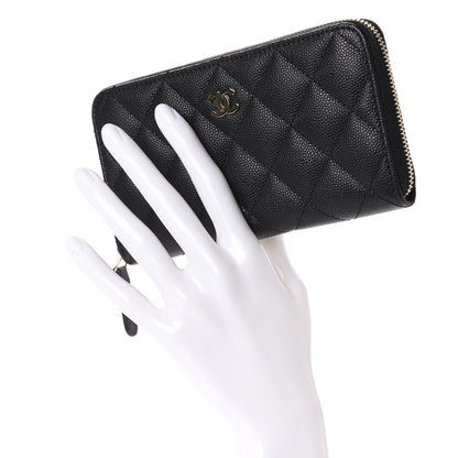 Chanel Caviar Quilted Small Zip Around Wallet Black 2 of 9