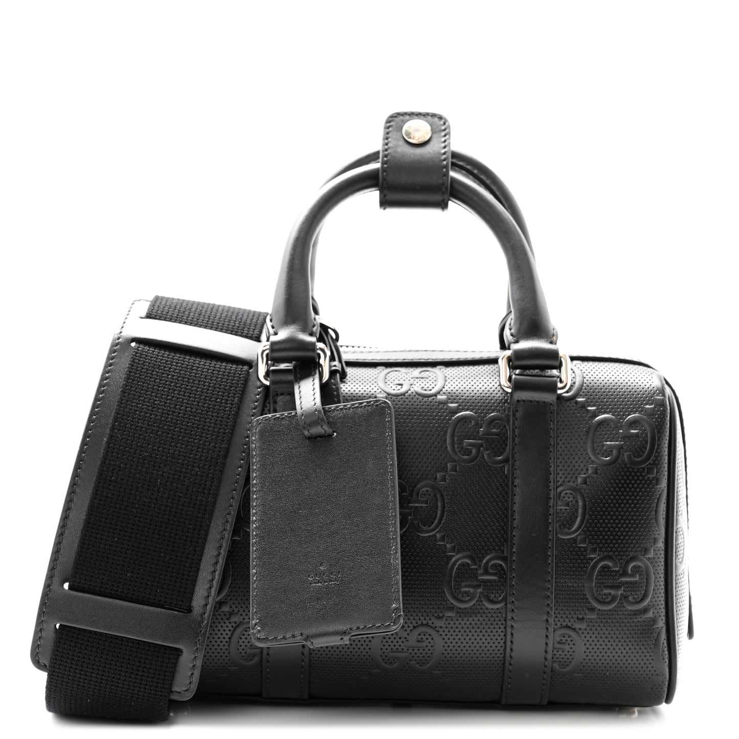 Calfskin GG Tennis Embossed Mini Duffle Bag Black