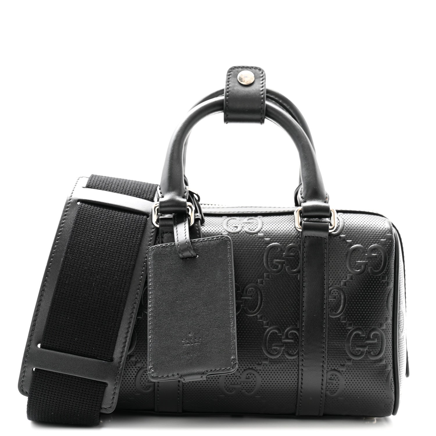 Gucci Calfskin GG Tennis Embossed Mini Duffle Bag Black 1 of 11