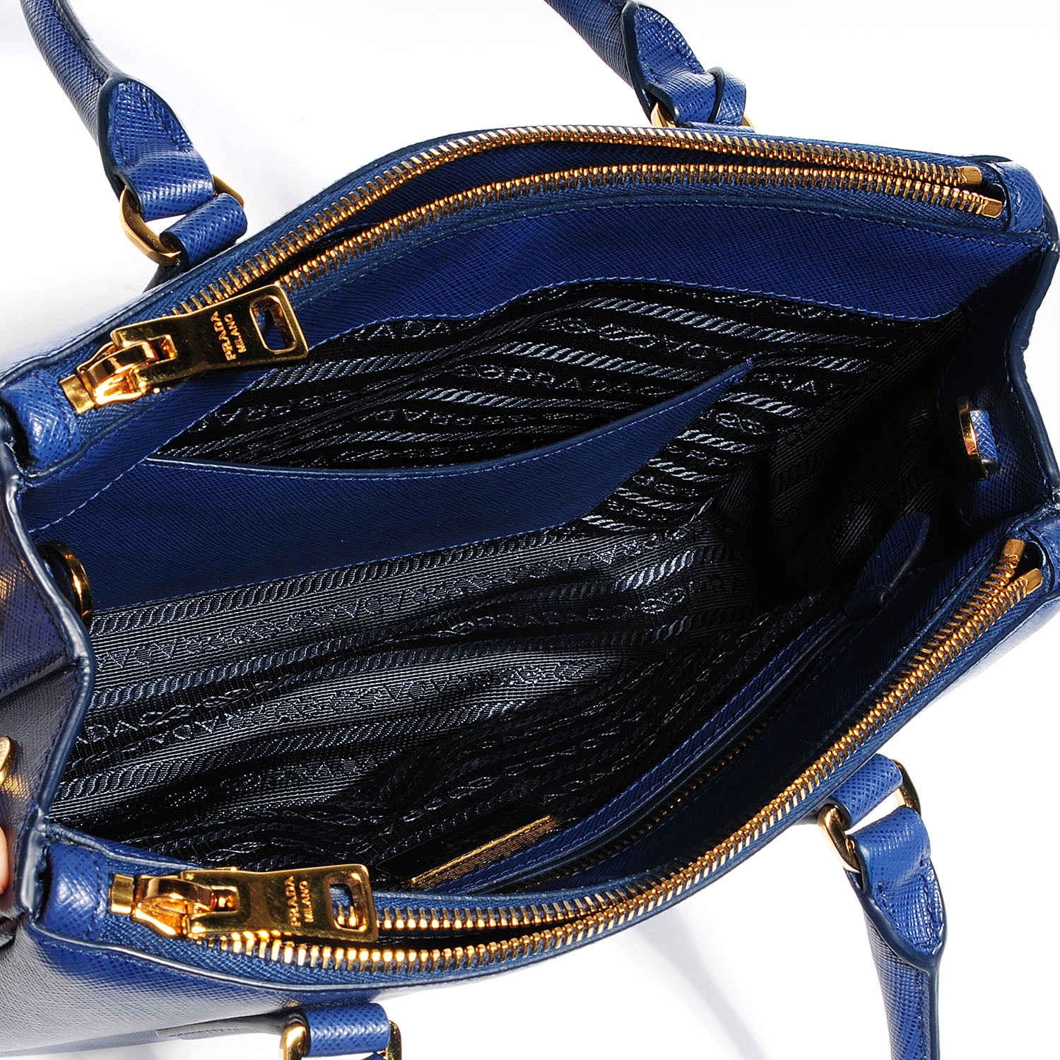 Prada Saffiano Lux Mini Double Zip Tote Bleuette 5 of 13