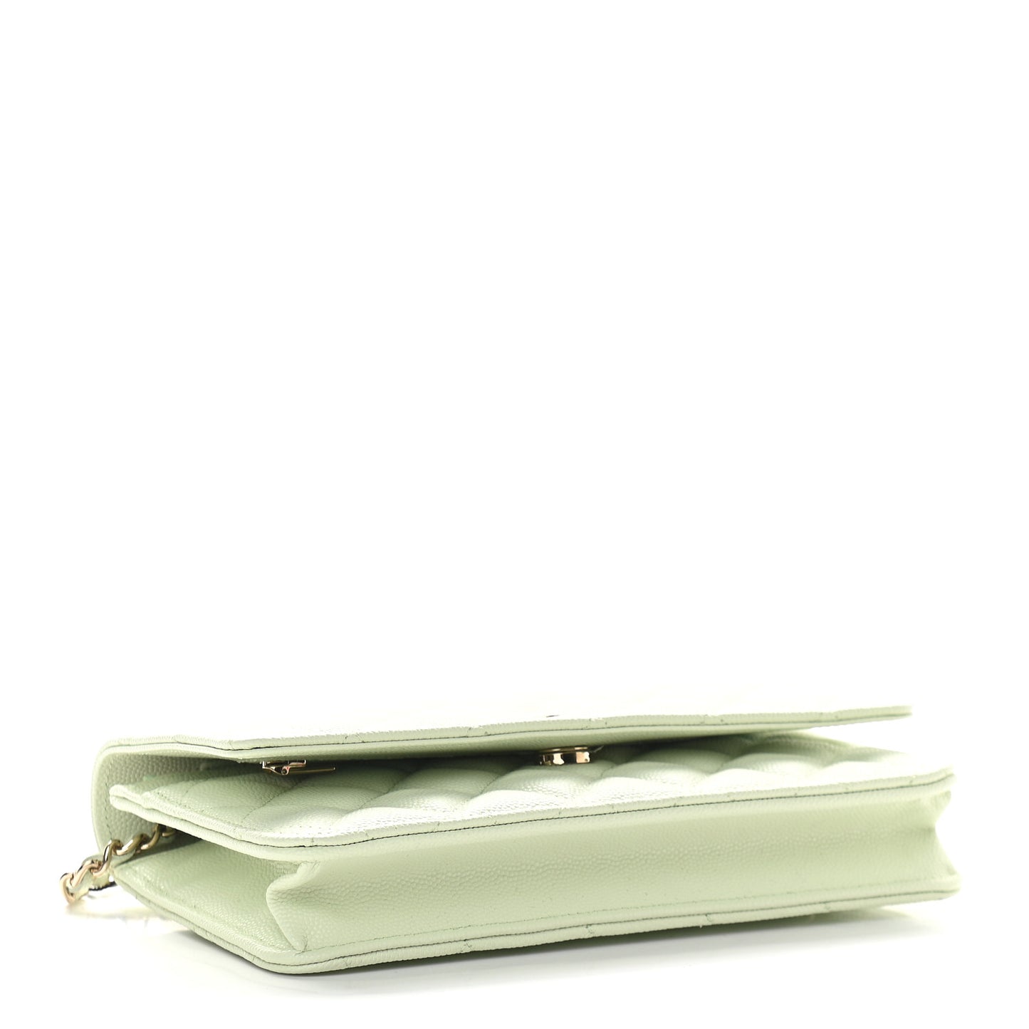 Caviar Quilted Wallet On Chain WOC Light Green